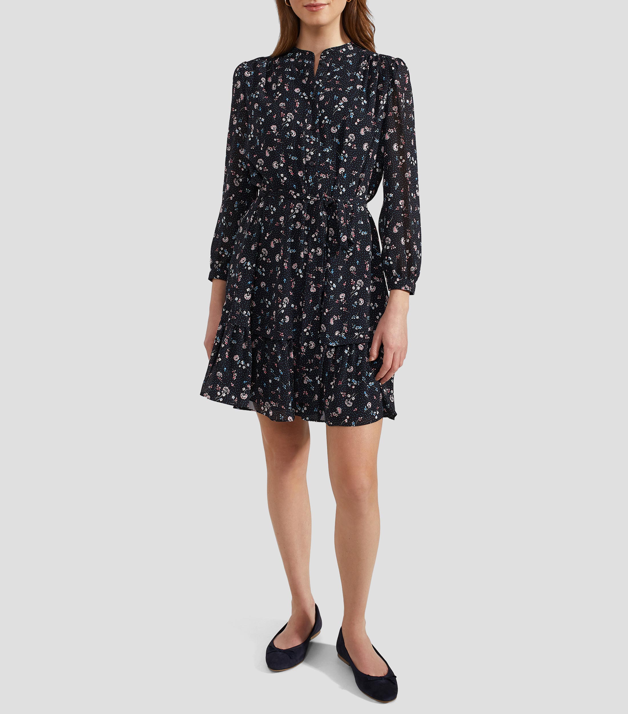 Vestido Midi manga larga estampado Mujer